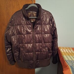 Old Navy Women's Brown Puffer Jacket Fleece Lining Size XXL